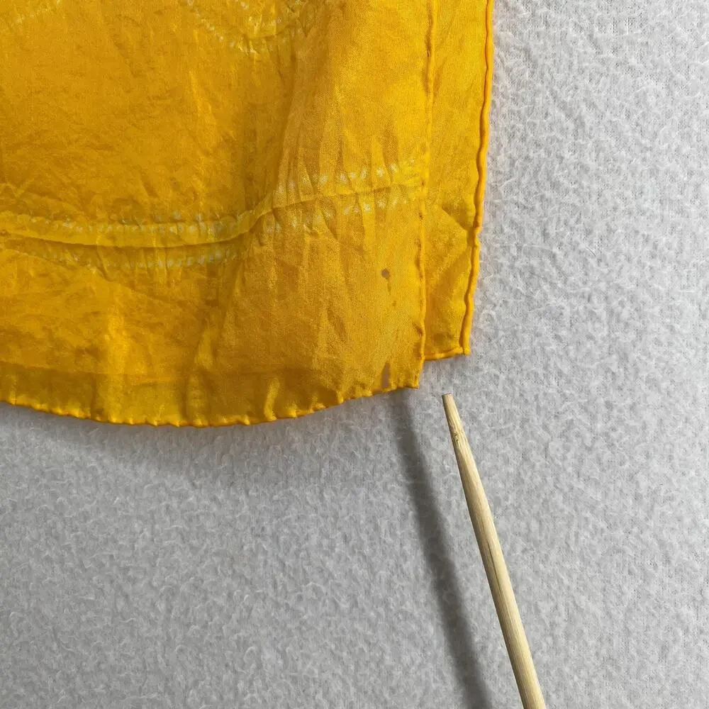 Scarf Silk Crepe De Chine Shibori Tie Dye Hand Rolled Shawl Wrap Yellow